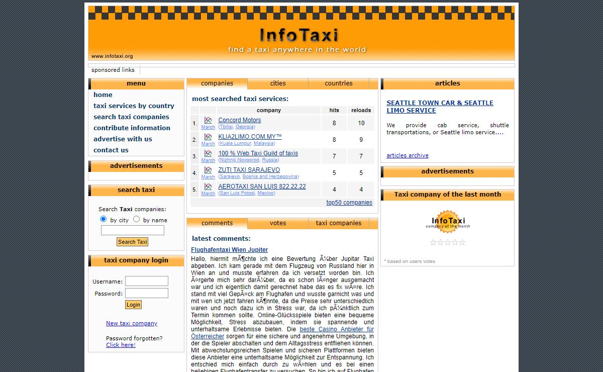 InfoTaxi | Global Taxi Directory & Taxi Service Information
