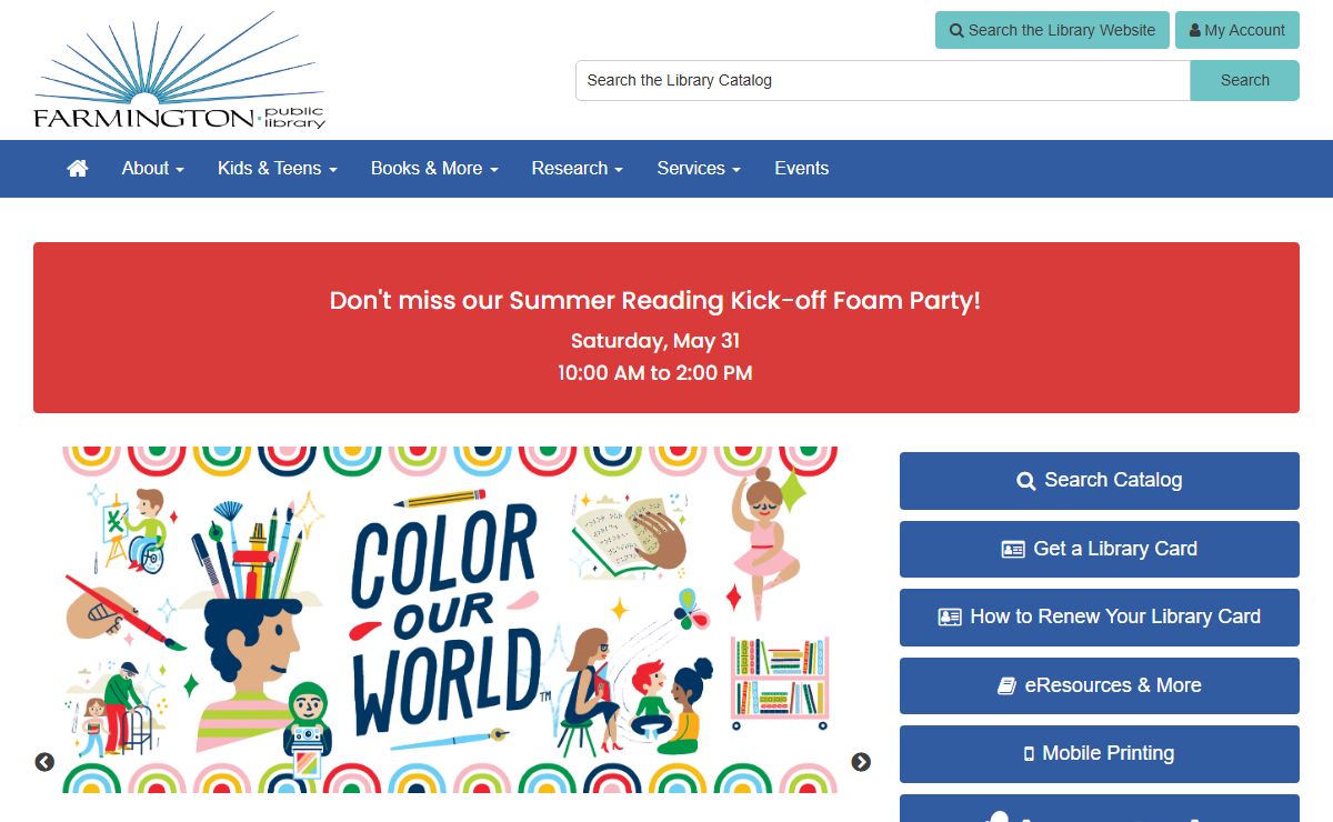 Home - Homepage - Farmington Public Library at Farmington Public Library