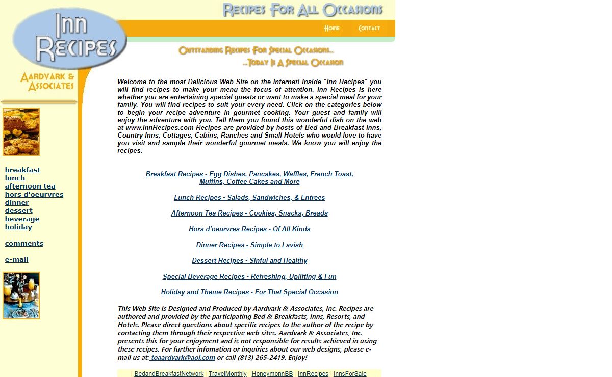 Inn Recipes - Recipes For All Occasions - Recipes - Bed and Breakfasts - Breakfast, Lunch, Tea