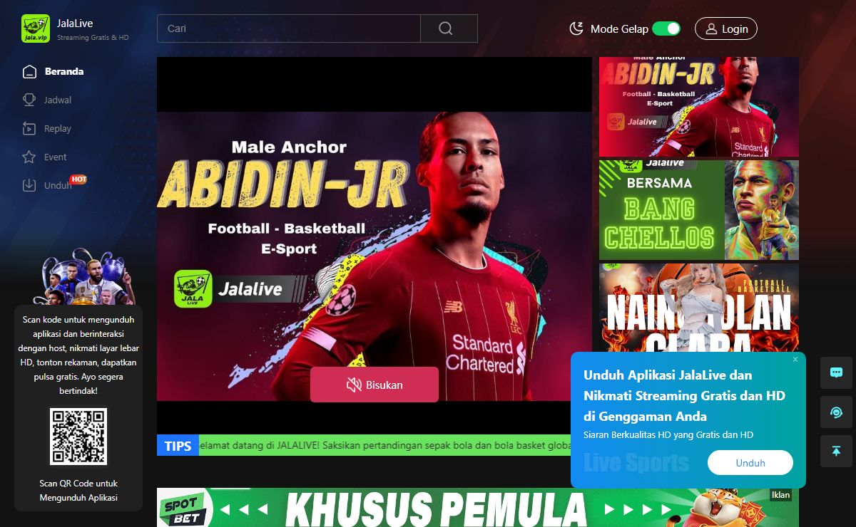 JalaLive-Pertandingan global, HD gratis, siaran langsung sepak bola, dan NBA basket dapat ditonton secara gratis secara online.