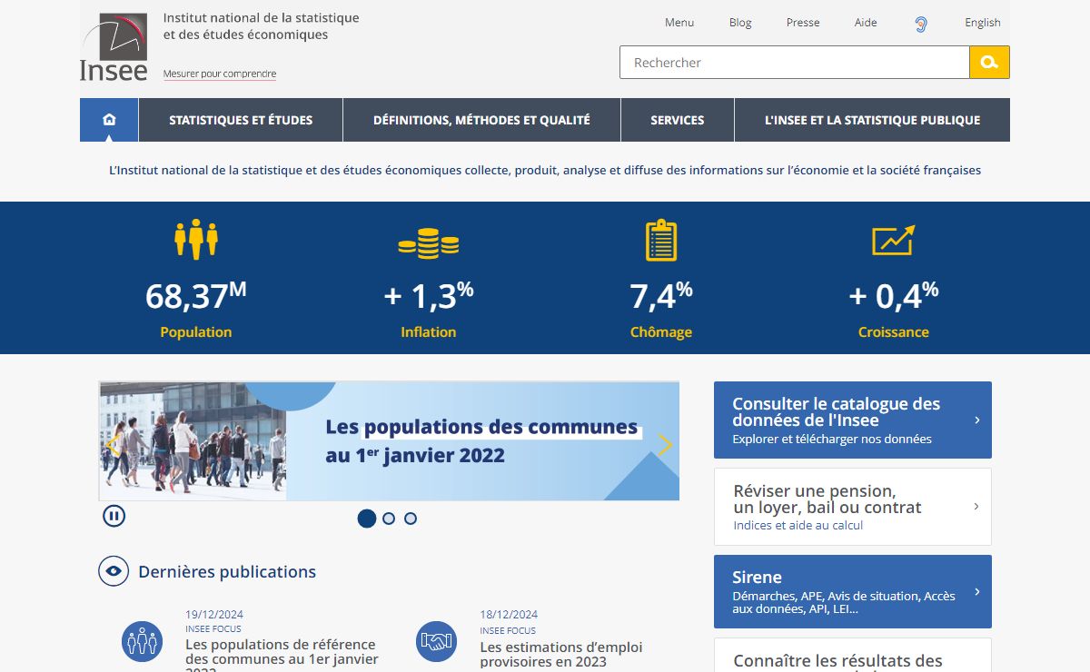 Accueil - Insee - Institut national de la statistique et des études économiques