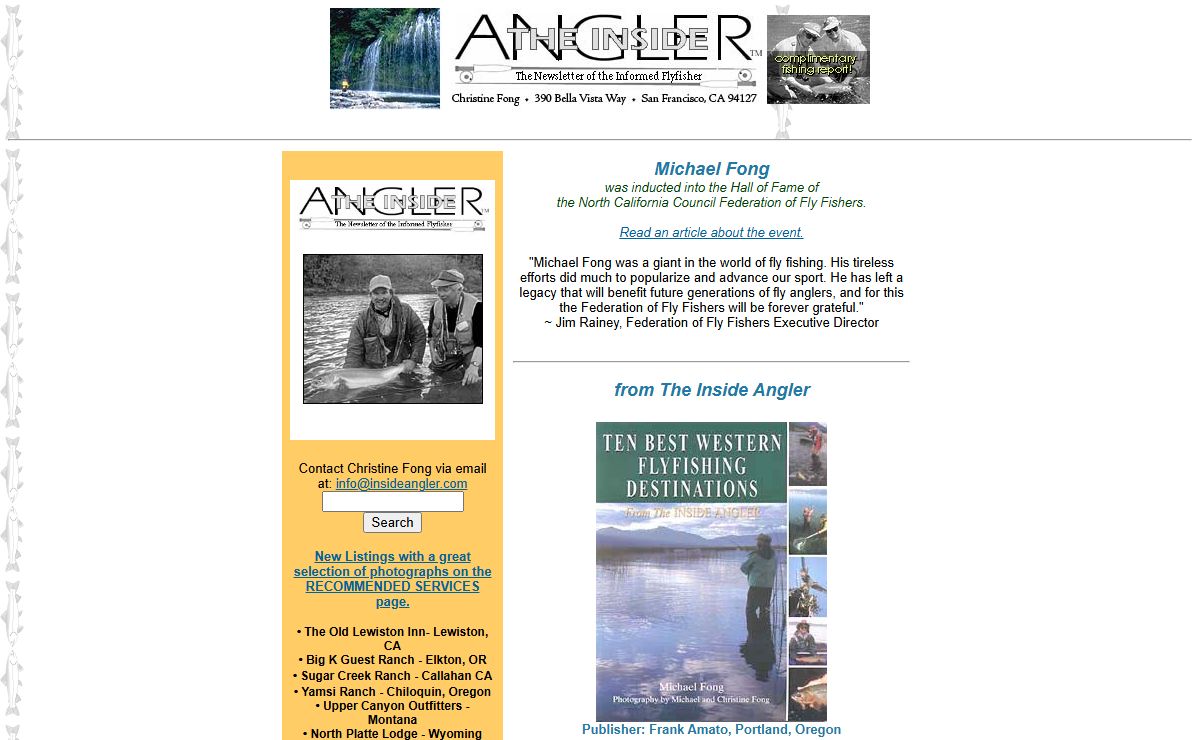 Flyfishing - The Inside Angler newsletter - Michael & Christine Fong - fly fishing trout steelhead saltwater salmon guides free information fly patterns