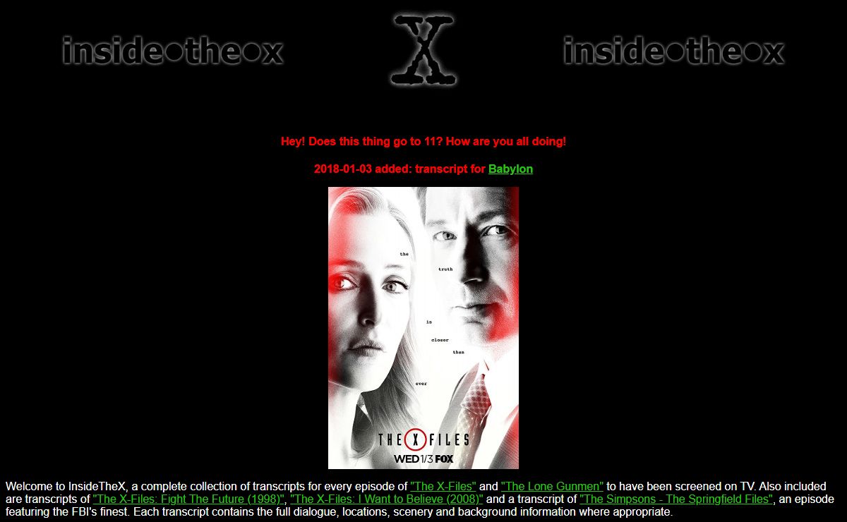 Inside|The|X: The X-Files Transcripts Archive