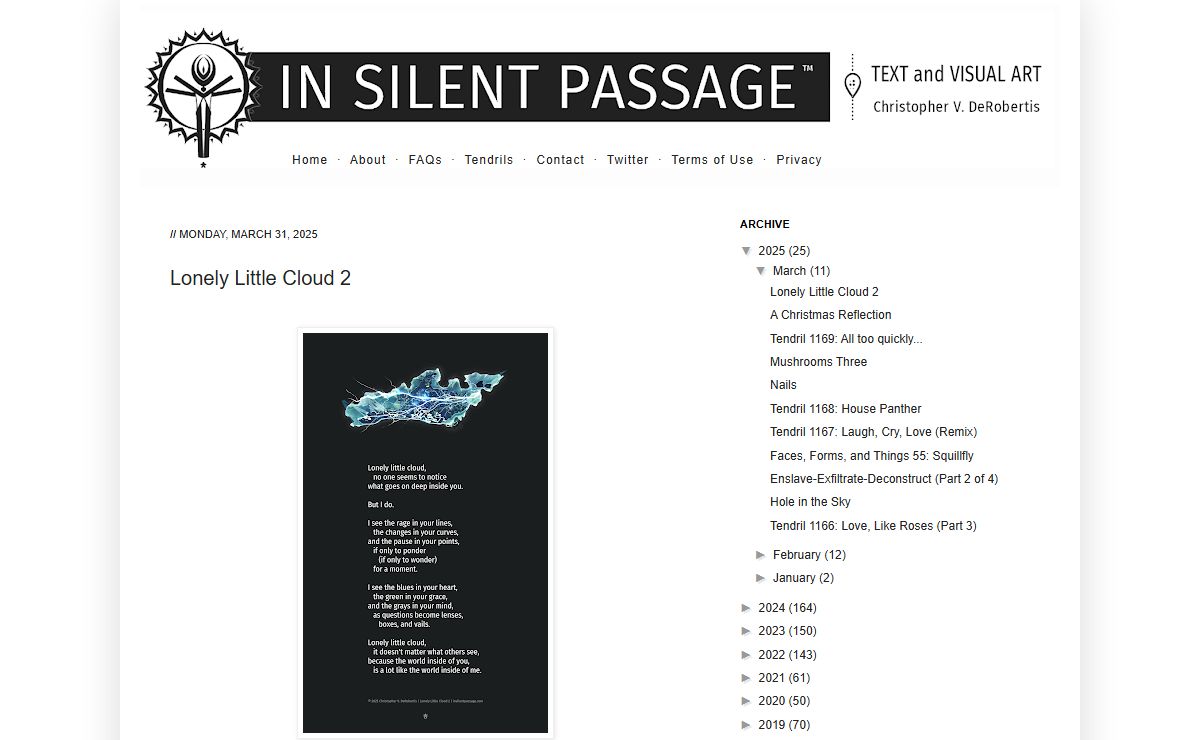 In Silent Passage - Text and Visual Art by Chris DeRobertis (Dero)