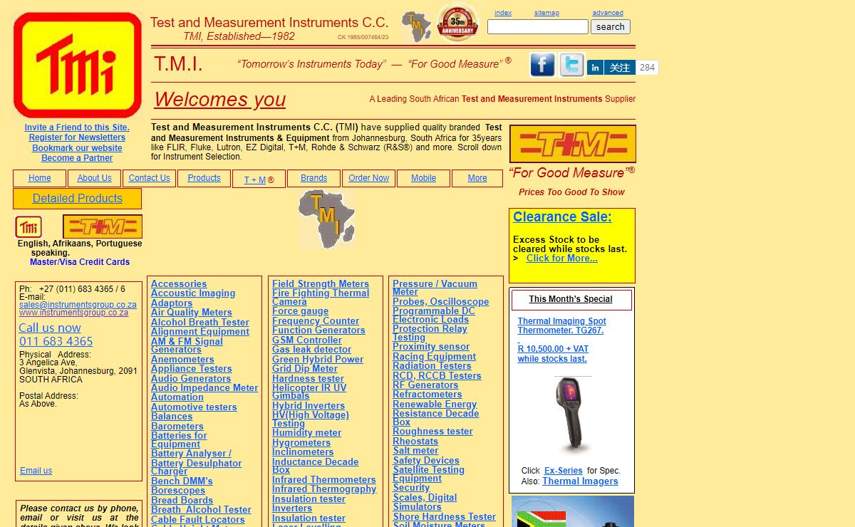 Test and Measurement Instruments C.C. (TMI) - All Equipment for Test and Measuring Meters in Johannesburg, Southern Africa.