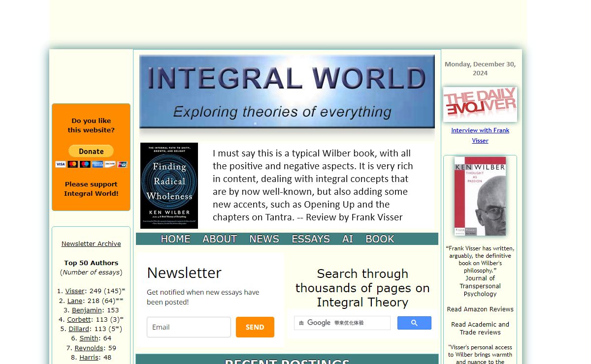 Integral World - an independent forum for a critical discussion of Ken Wilber's integral philosophy.