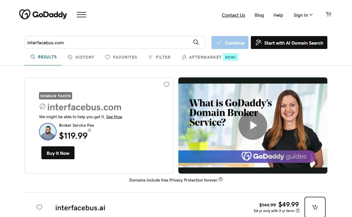 GoDaddy Domain Name Search