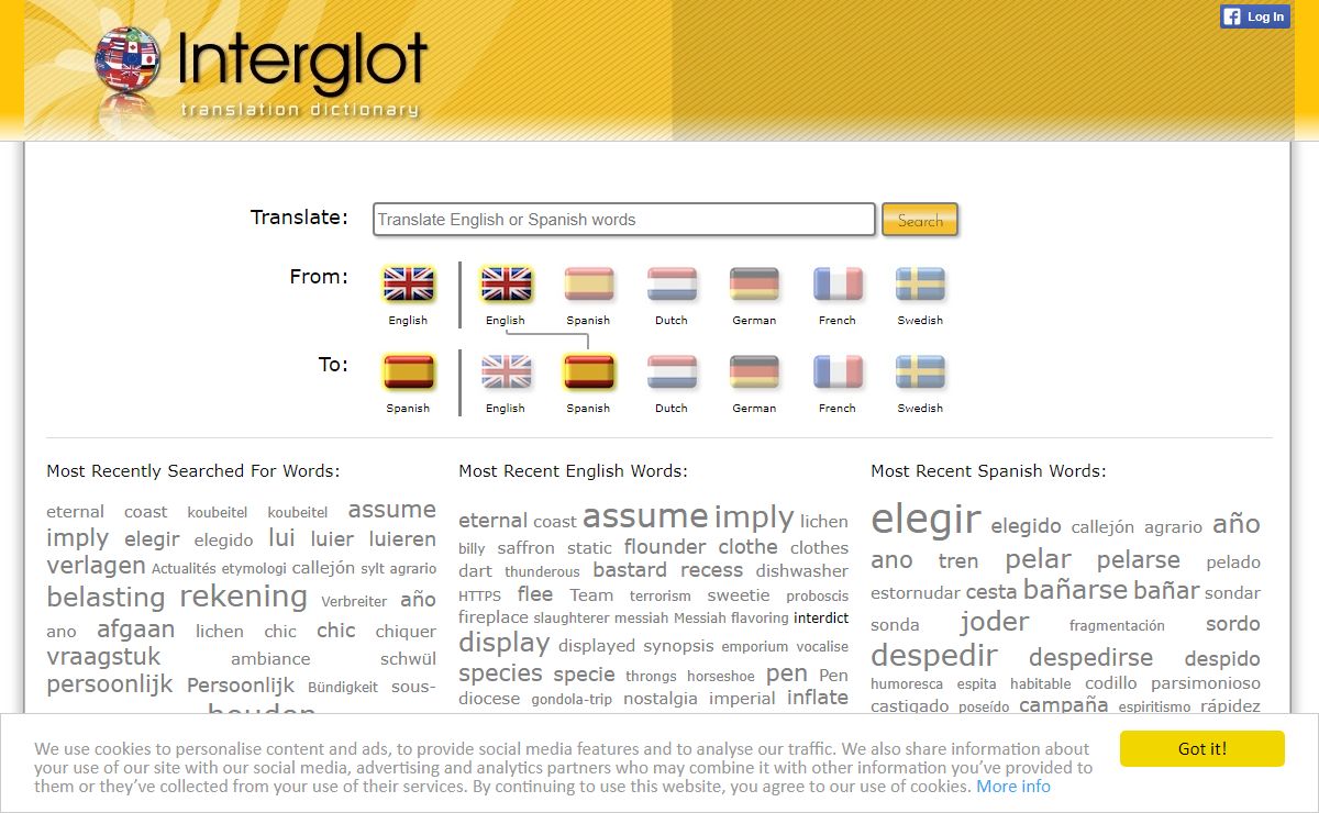 Translate Dutch, English, German, French, Spanish, and Swedish Words with the Interglot Translation Dictionary