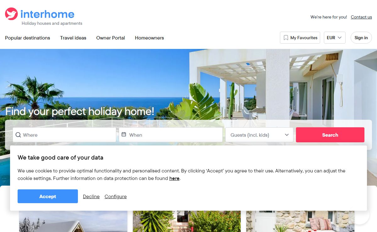 Book holiday houses, holiday homes, villas & apartments online | Interhome