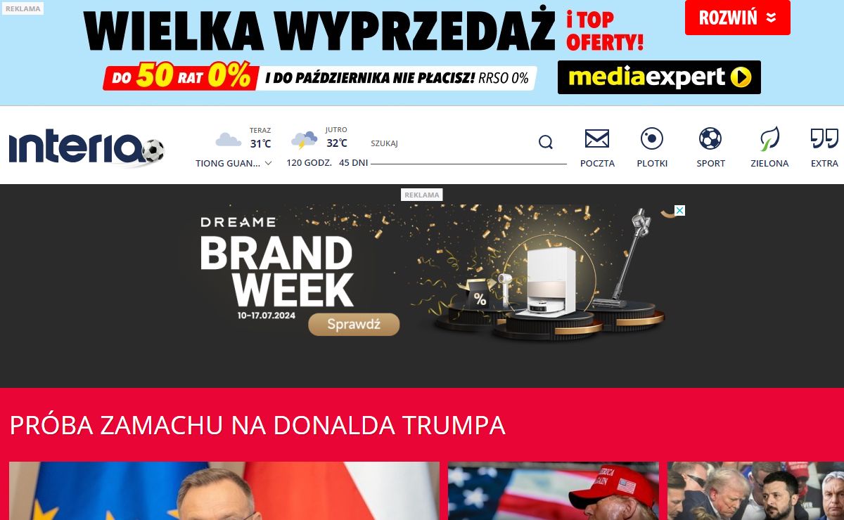 Interia - Polska i świat: informacje, sport, gwiazdy.
