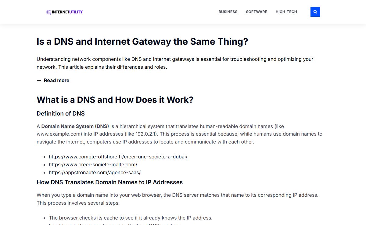 Is a DNS and Internet Gateway the Same Thing?
