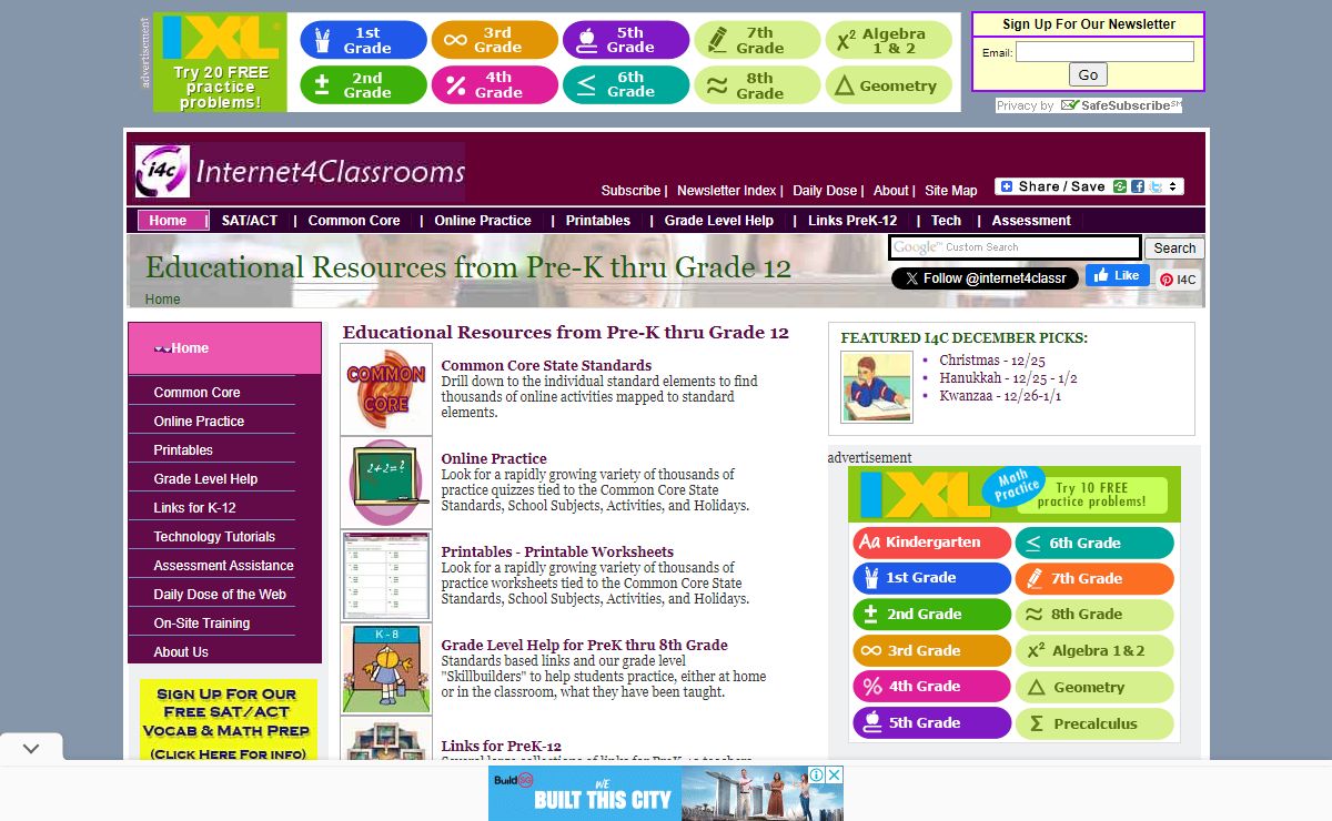 Internet4Classrooms - Helping Students, Teachers and Parents Use the Internet Effectively