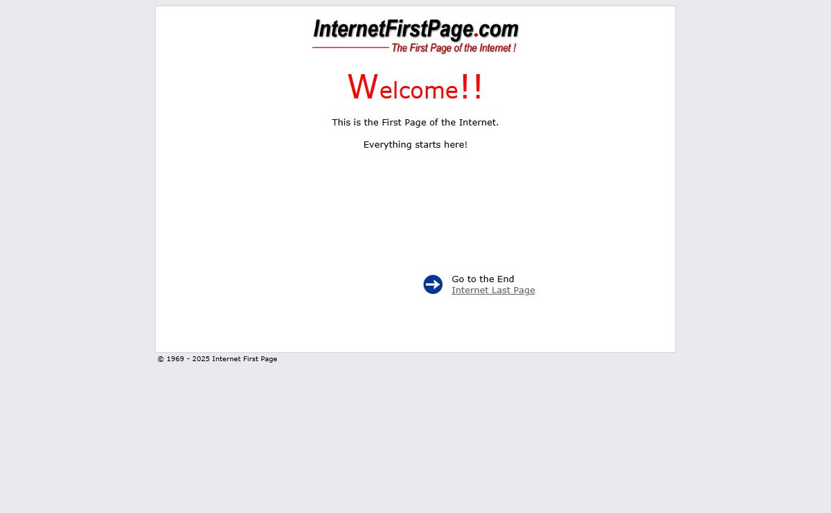 The First Page of the Internet - InternetFirstPage.com