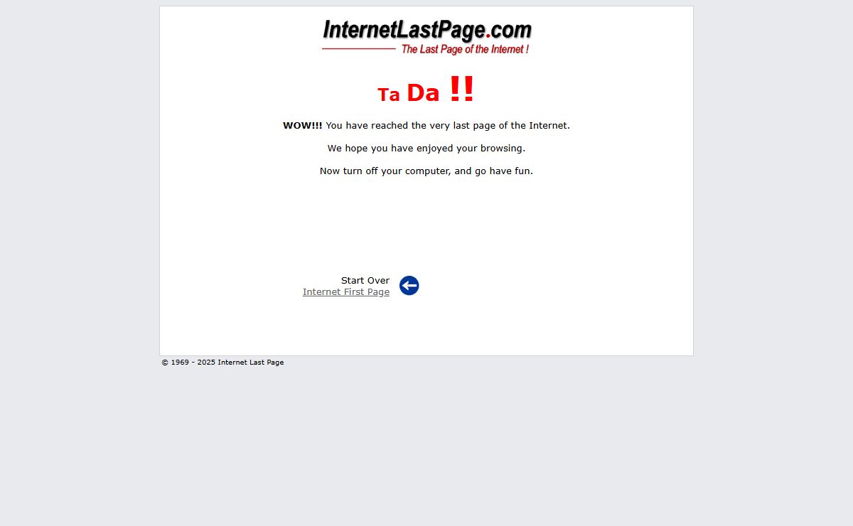 The Last Page of the Internet - InternetLastPage.com
