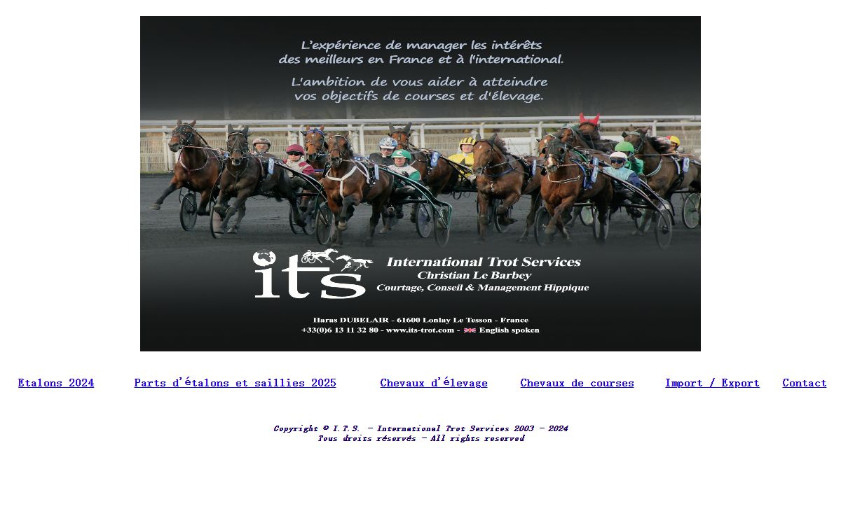 International Trot Services - ITS - Christian Le Barbey - Management & courtage hippique - Home page - 12/06/2024