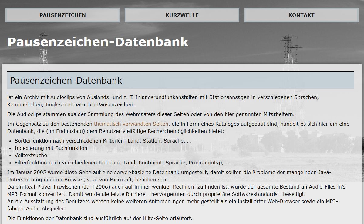 Pausenzeichen-Datenbank