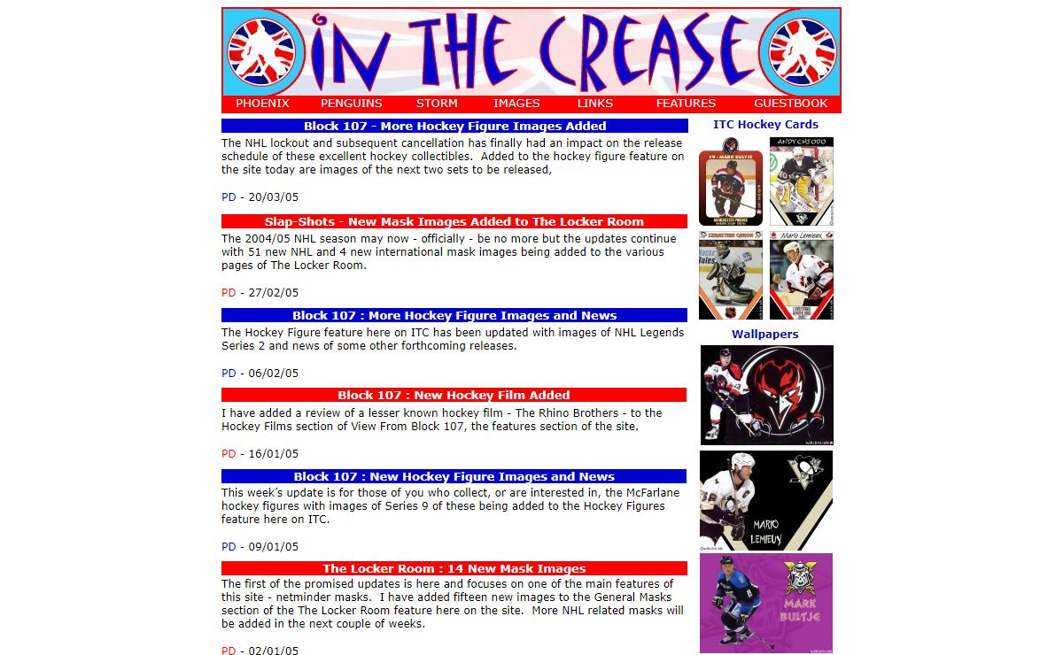 In The Crease (UK) Homepage