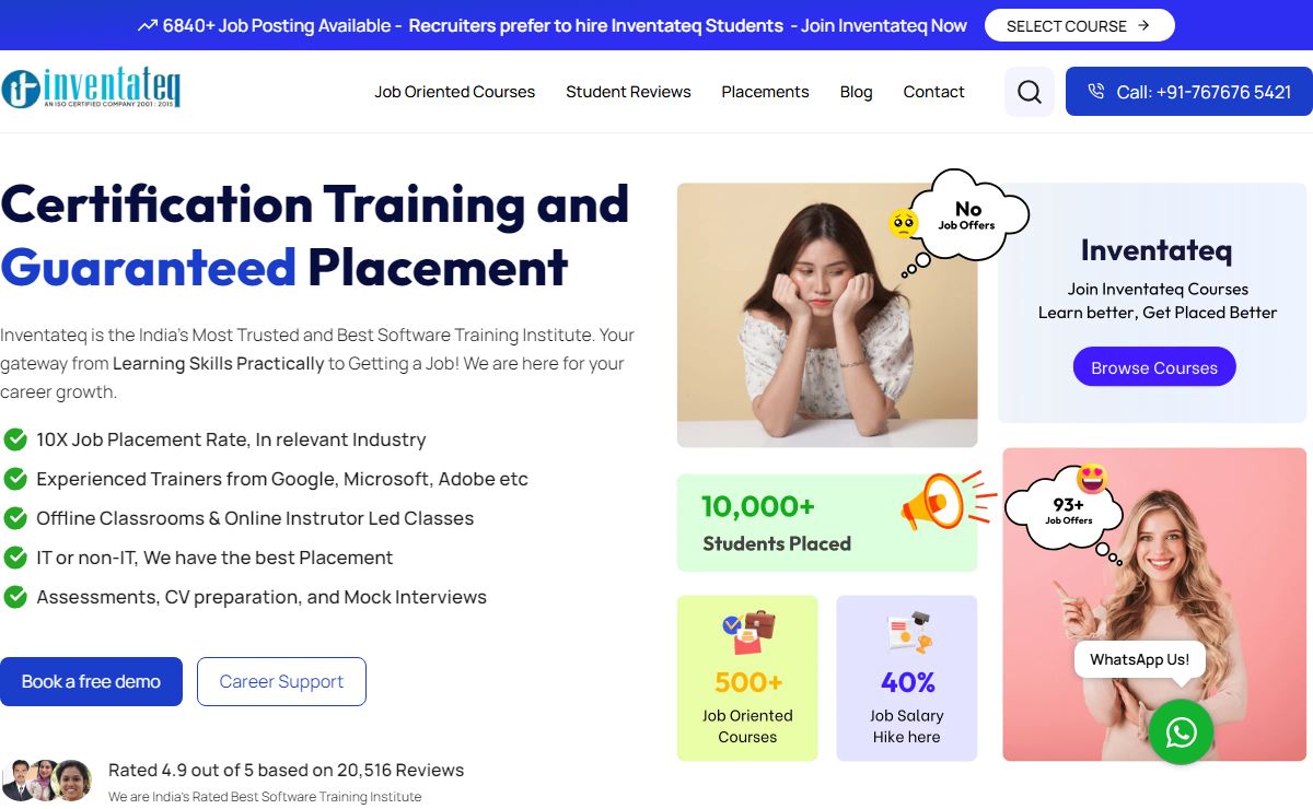 Inventateq - Software Training Courses in Bangalore, Hyderabad, Chennai with Guaranteed Placement