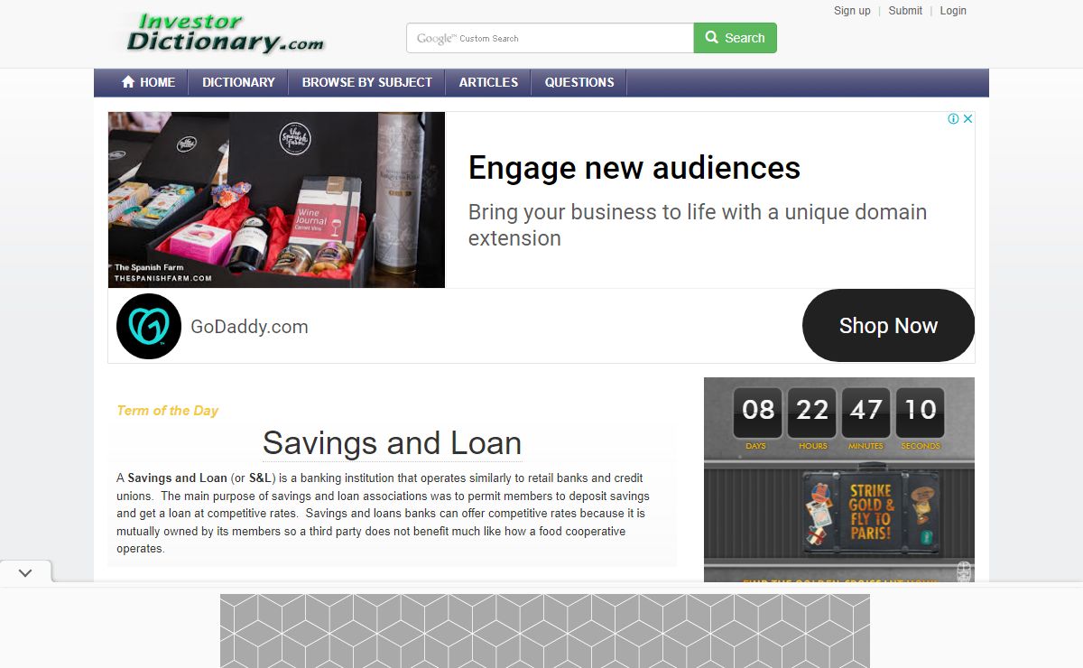 Investor Dictionary - The Online Financial Dictionary for Investors