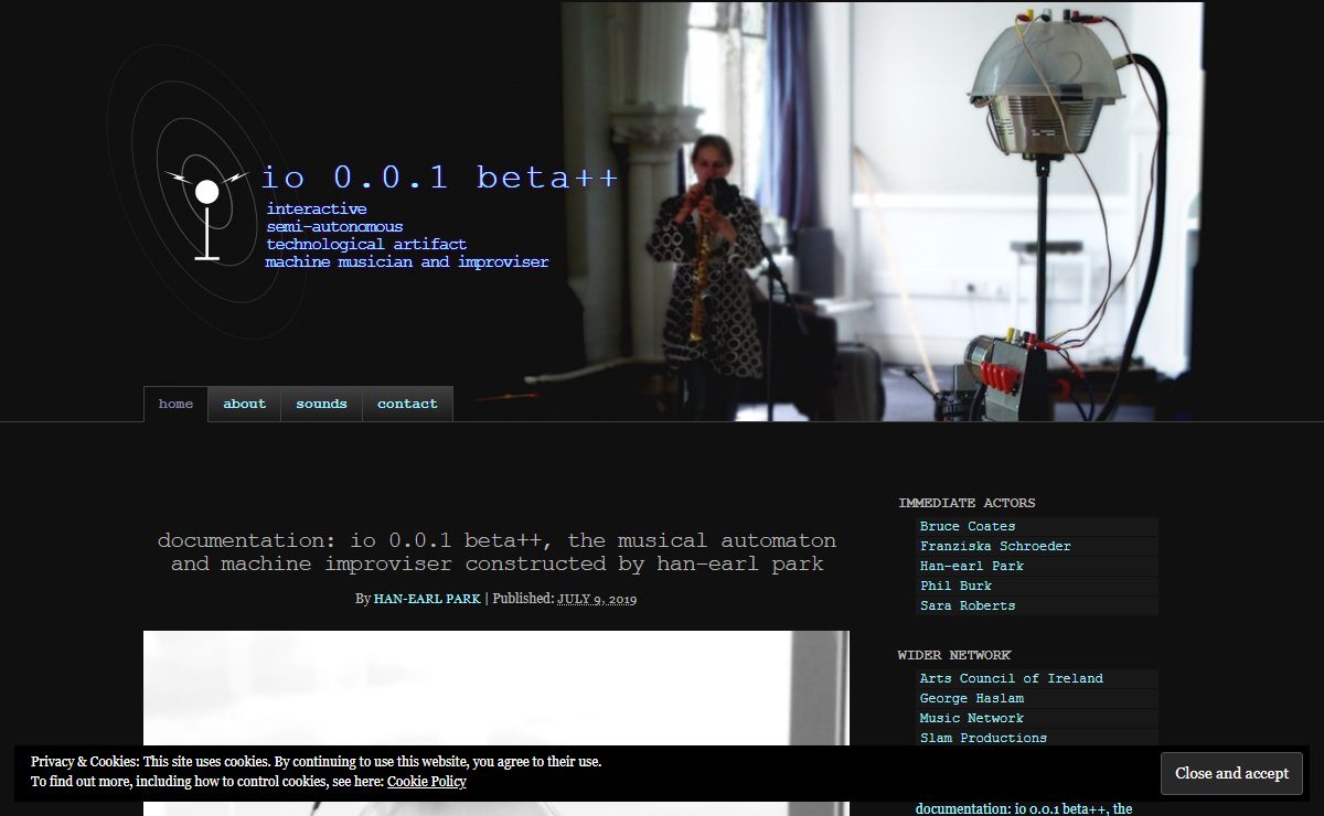 io 0.0.1 beta++ (interactive, semi-autonomous technological artifact, machine musician and improviser)