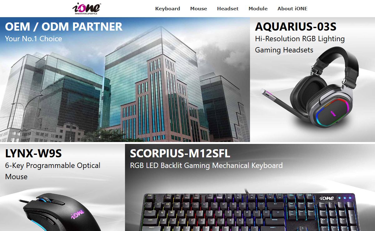 iONE - JDM / OEM / ODM Keyboard Mouse Headset Manufacturer