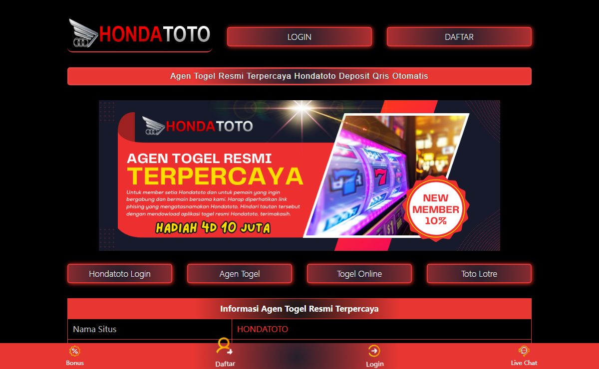 Agen Togel Resmi Terpercaya Hondatoto Deposit Qris Otomatis