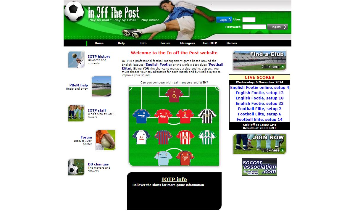 IOTP - football (soccer) play-by-mail (PBM) manager games