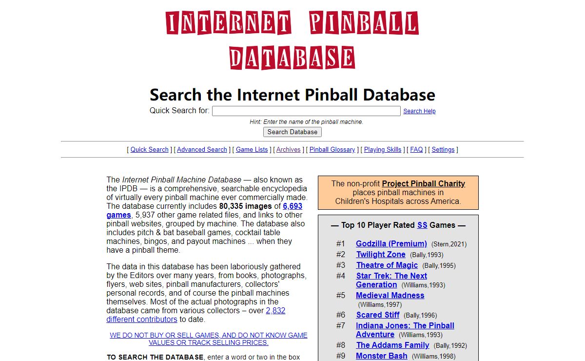 The Internet Pinball Machine Database