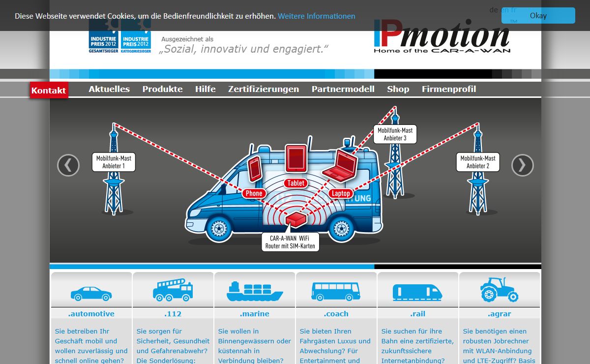 IPmotion | Ihr Spezialist für mobile WLAN Router | WLAN für Reisebusse | WLAN für Rettungswagen | WLAN für Einsatzleitwagen | WLAN für Eisenbahnen | WLAN für Schiffe | WLAN für Landmaschinen