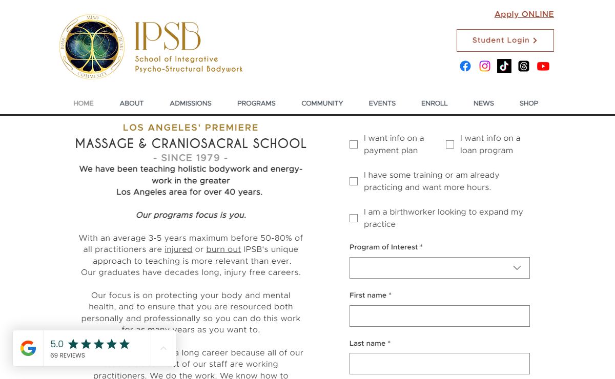 IPSB School of Integrative Psycho-Structural Bodywork | Massage | 3400 Airport Avenue, Santa Monica, CA, USA