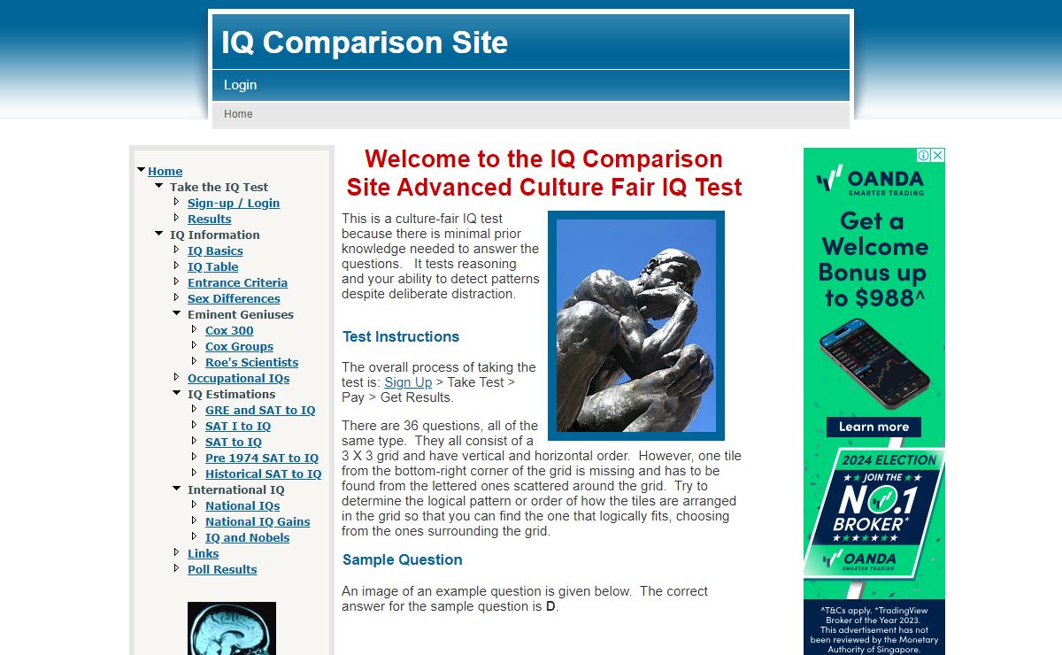 IQ Comparison Site Advanced Culture Fair IQ Test