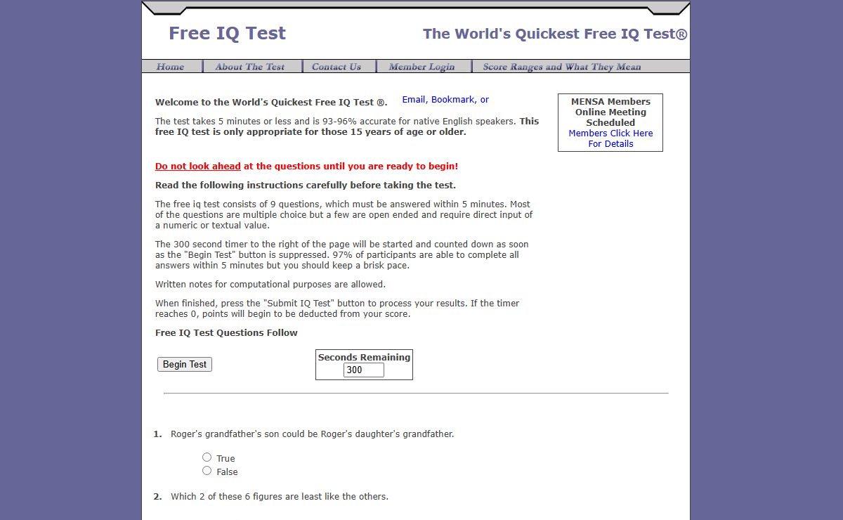 Free IQ Test - The worlds quickest online iq test