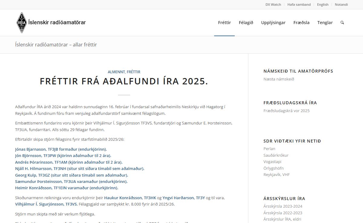 Íslenskir Radíóamatörar – Félagið Íslenskir radíóamatörar, ÍRA