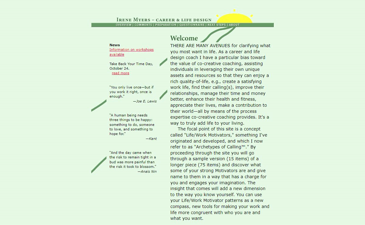 Irene Myers Career and Life Design - add life to your living
