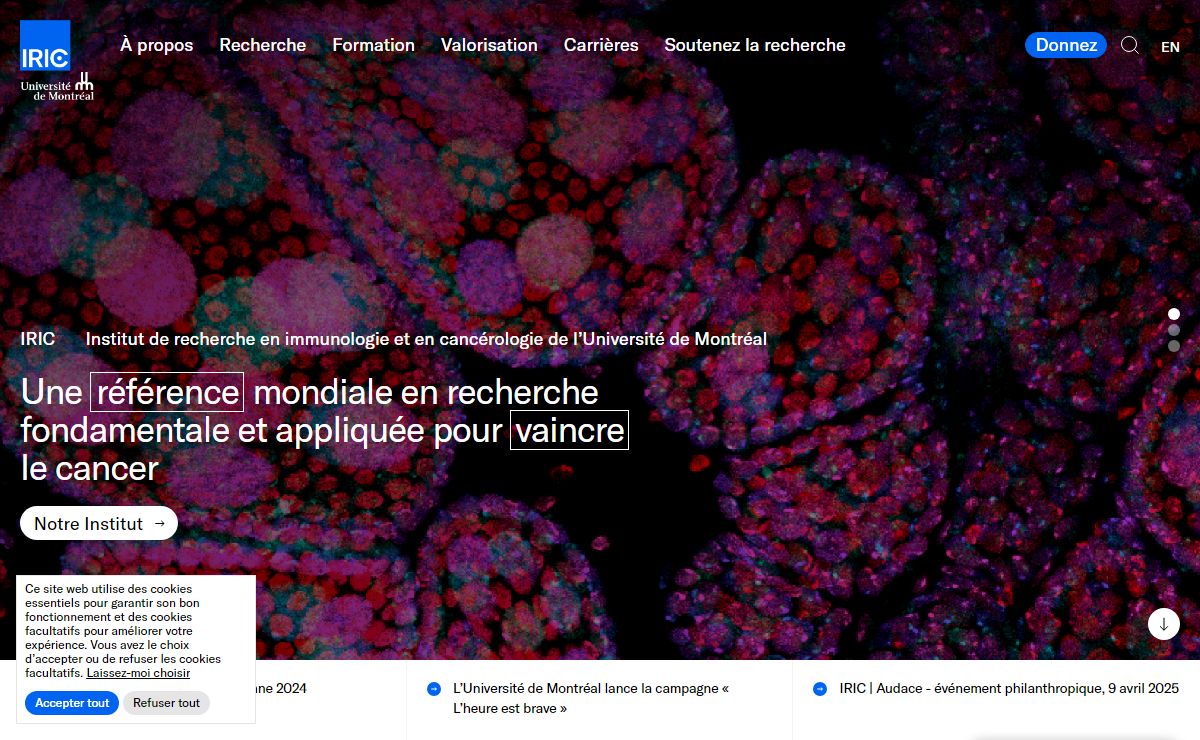 Accueil | IRIC – Institut de recherche en immunologie et en cancérologie de l’Université de Montréal