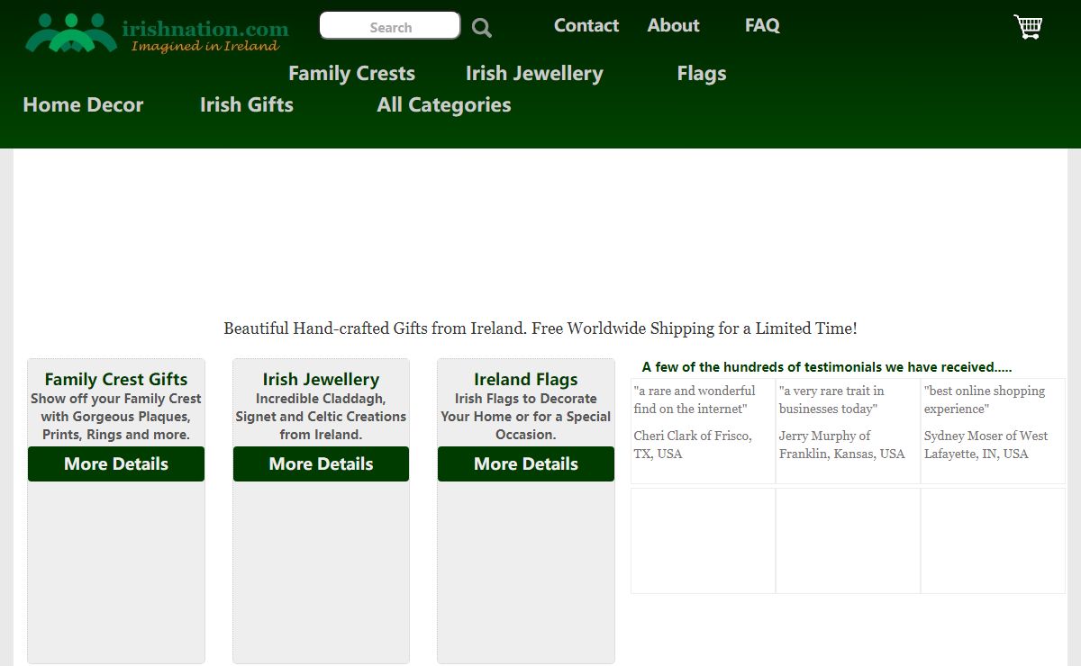 Irish Gifts, Family Crests, Coat of Arms, Claddagh Jewellery and much more from Ireland