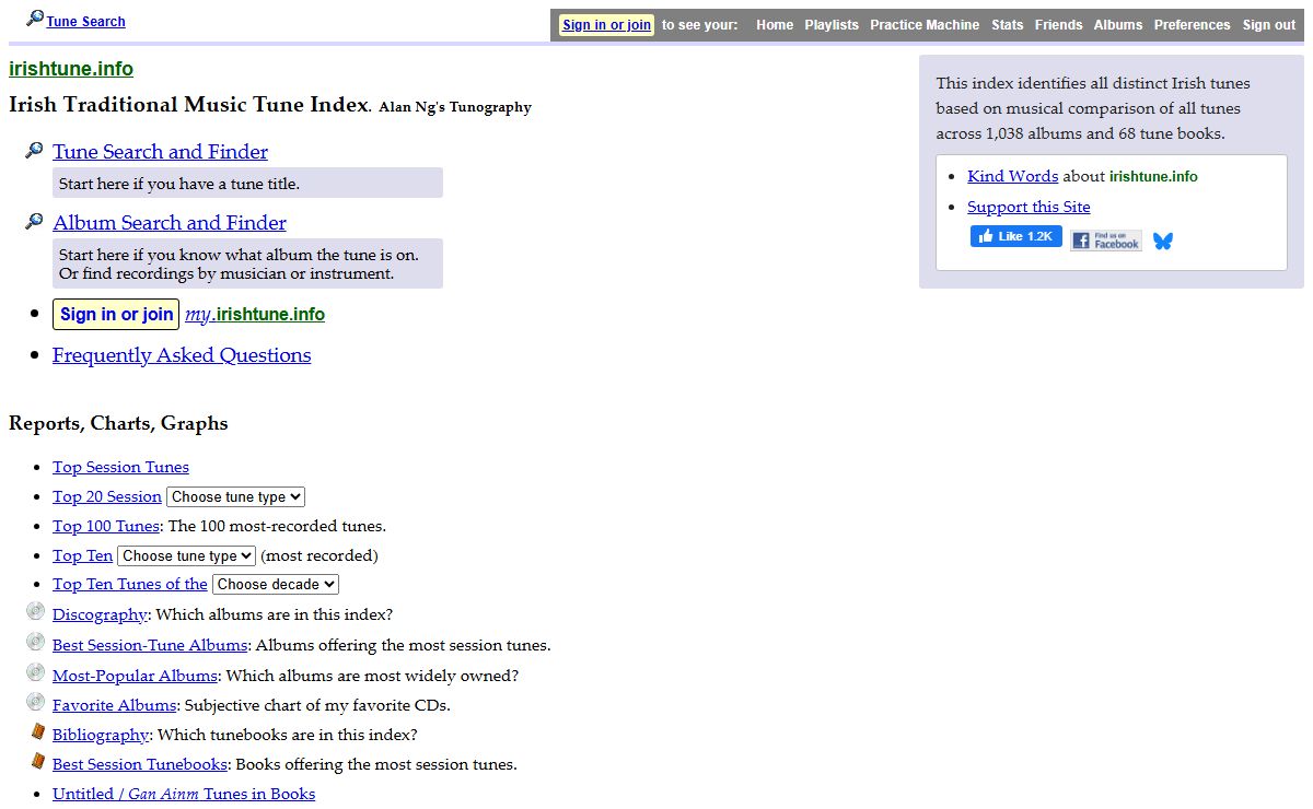irishtune.info Irish Traditional Music Tune Index