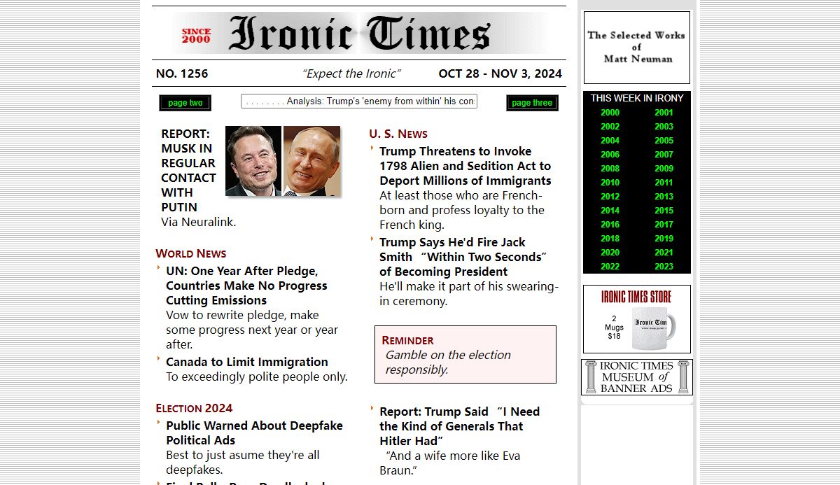 Ironic Times - October 28, 2024
