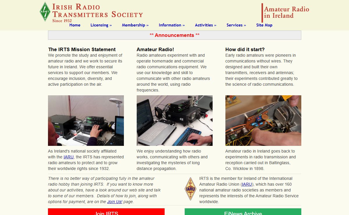 IRTS – Amateur Radio in Ireland, Irish Radio Transmitters Society