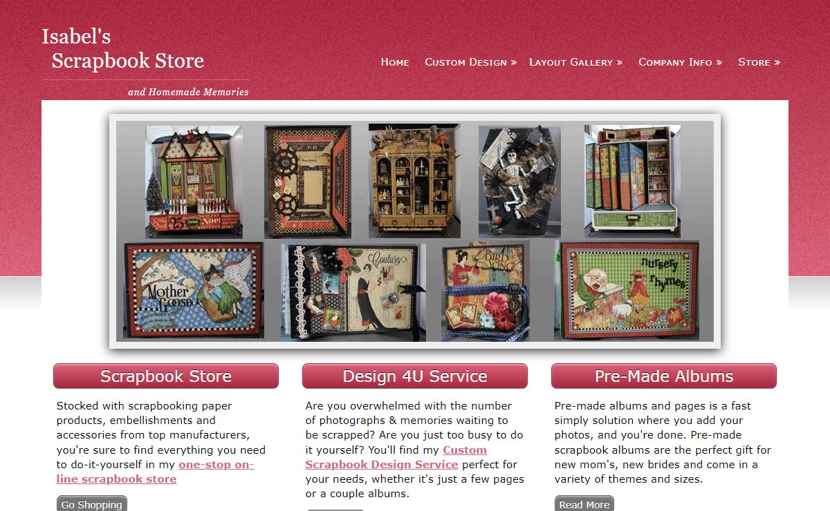 Isabels Scrapbook Store and Custom Scrapbook Designing
