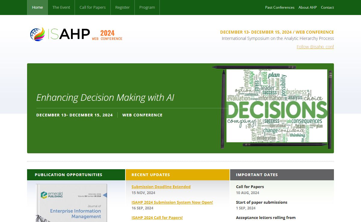 ISAHP2024 | Enhancing Decision Making with AI