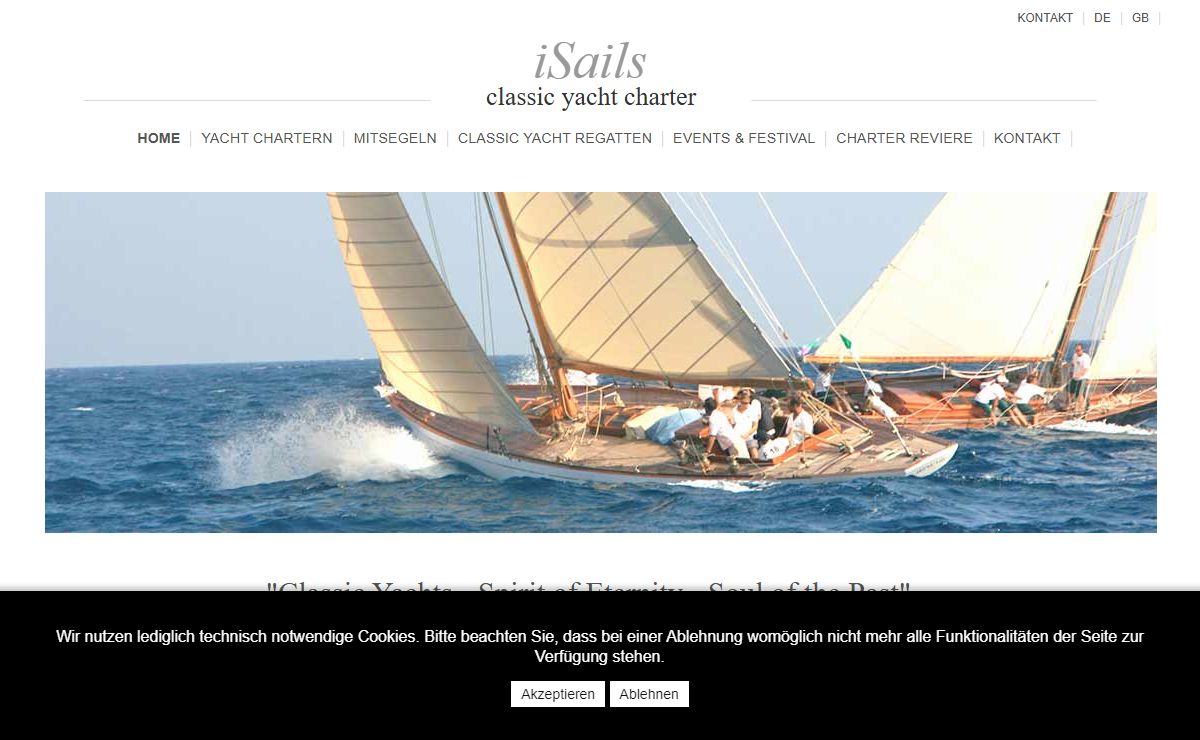 iSails Classic Yacht Charter Segeln auf klassischen Yachten