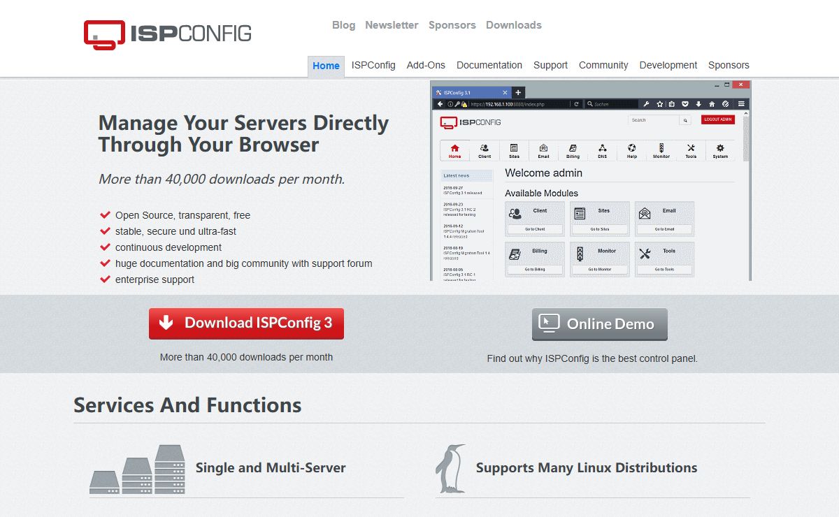 ISPConfig Hosting Control Panel