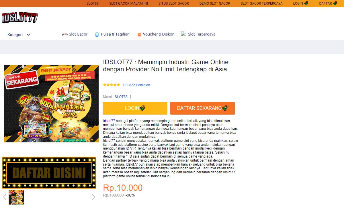 IDSLOT77 : Memimpin Industri Game Online dengan Provider No Limit Terlengkap di Asia