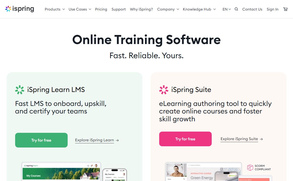 Online Training Software by iSpring — Fast. Reliable. Yours.