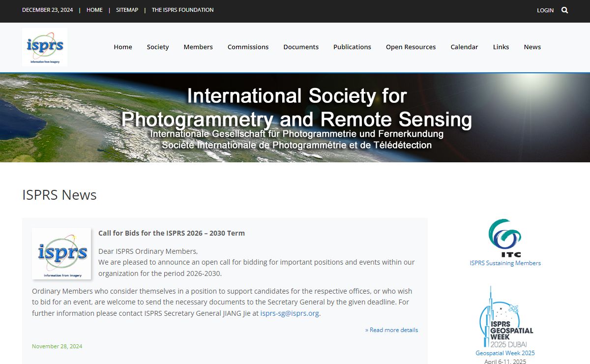 International Society for Photogrammetry and Remote Sensing