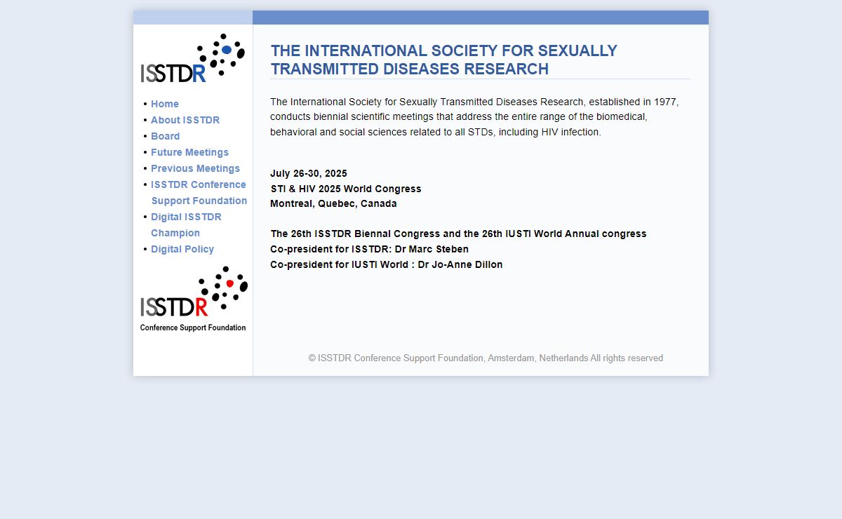 The International Society for Sexually Transmitted Diseases Research