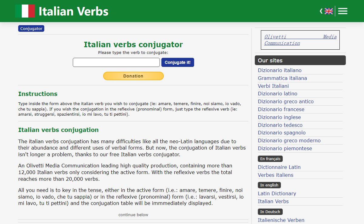 Italian verbs conjugator