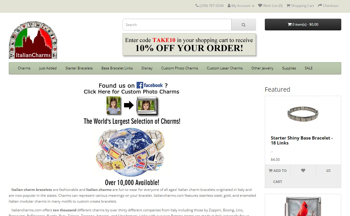 Italiancharms.com - Italian Charms, Italian Charm Bracelets. Offering 10,000 different charms by over 30 different companies.