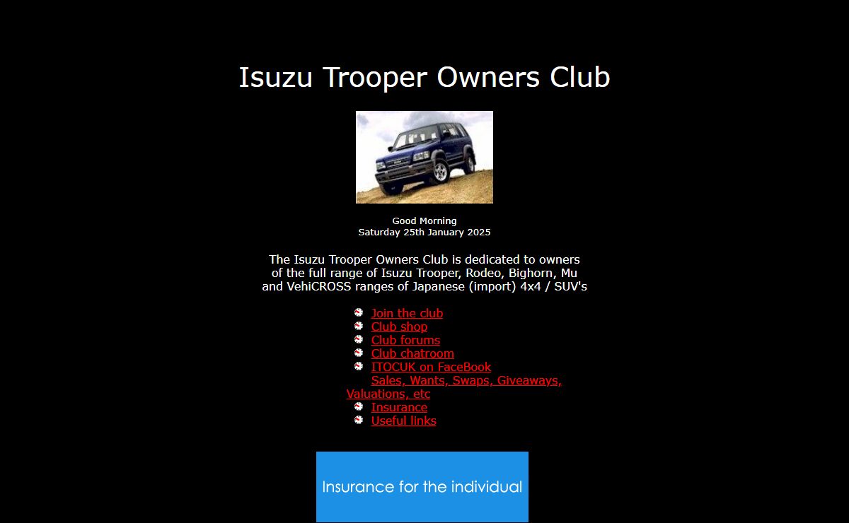 Isuzu Trooper Owners Club UK - free to join isuzu trooper, rodeo and bighorn owners community